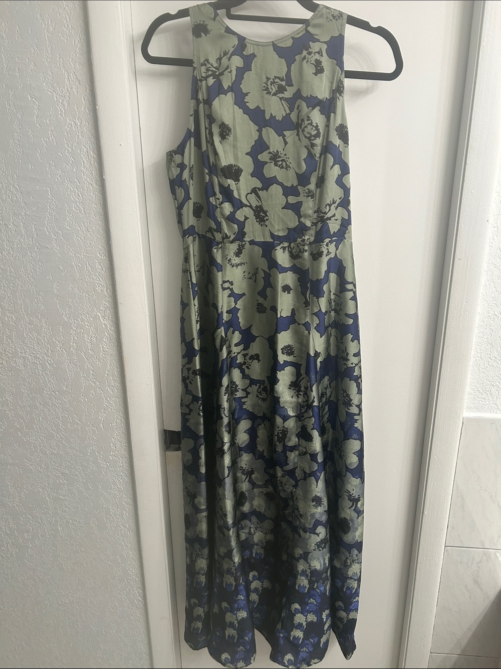 Banana Republic Olive Green and Navy Floral Maxi Dress